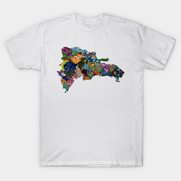 Spirograph Patterned Dominican Republic Provinces Map T-Shirt by RachelEDesigns